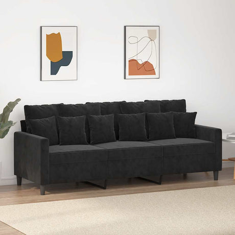 Vidaxl driezitsbank 180 cm fluweel zwart