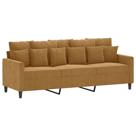 Vidaxl driezitsbank 180 cm fluweel bruin