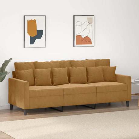 Vidaxl driezitsbank 180 cm fluweel bruin