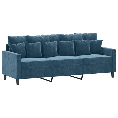 Vidaxl driezitsbank 180 cm fluweel blauw