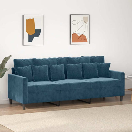 Vidaxl driezitsbank 180 cm fluweel blauw
