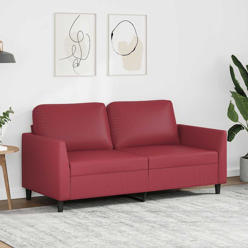 Vidaxl tweezitsbank 140 cm kunstleer wijnrood