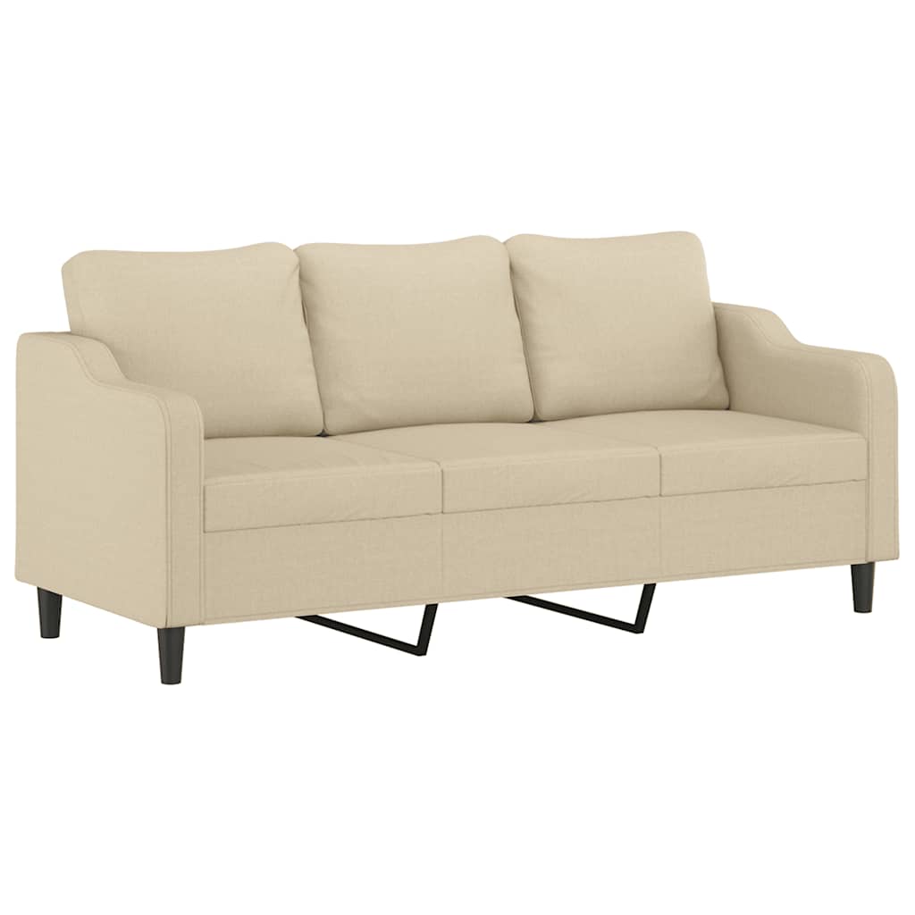 Vidaxl driezitsbank 180 cm stof crèmekleurig