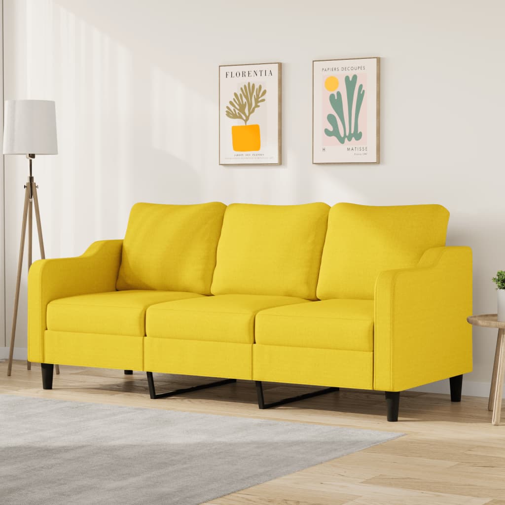 Vidaxl driezitsbank 180 cm stof lichtgeel