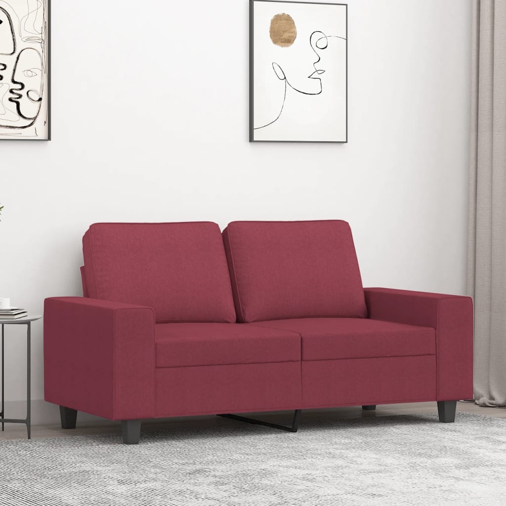 Vidaxl tweezitsbank 120 cm stof wijnrood