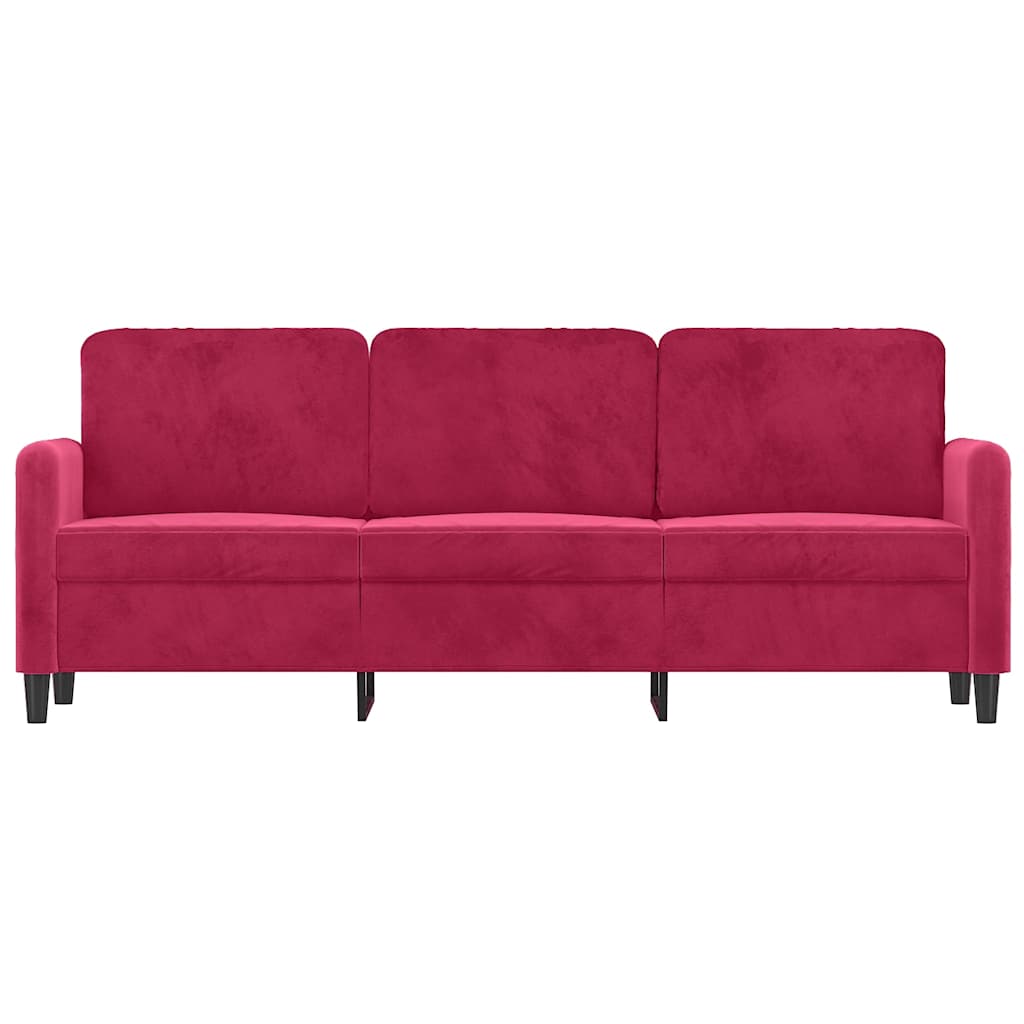 Vidaxl driezitsbank 180 cm fluweel wijnrood
