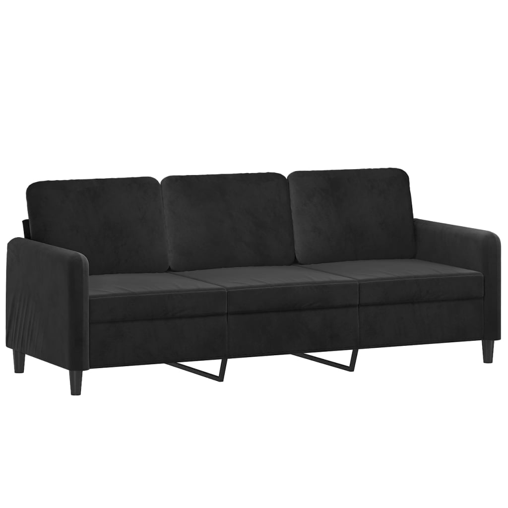 Vidaxl driezitsbank 180 cm fluweel zwart