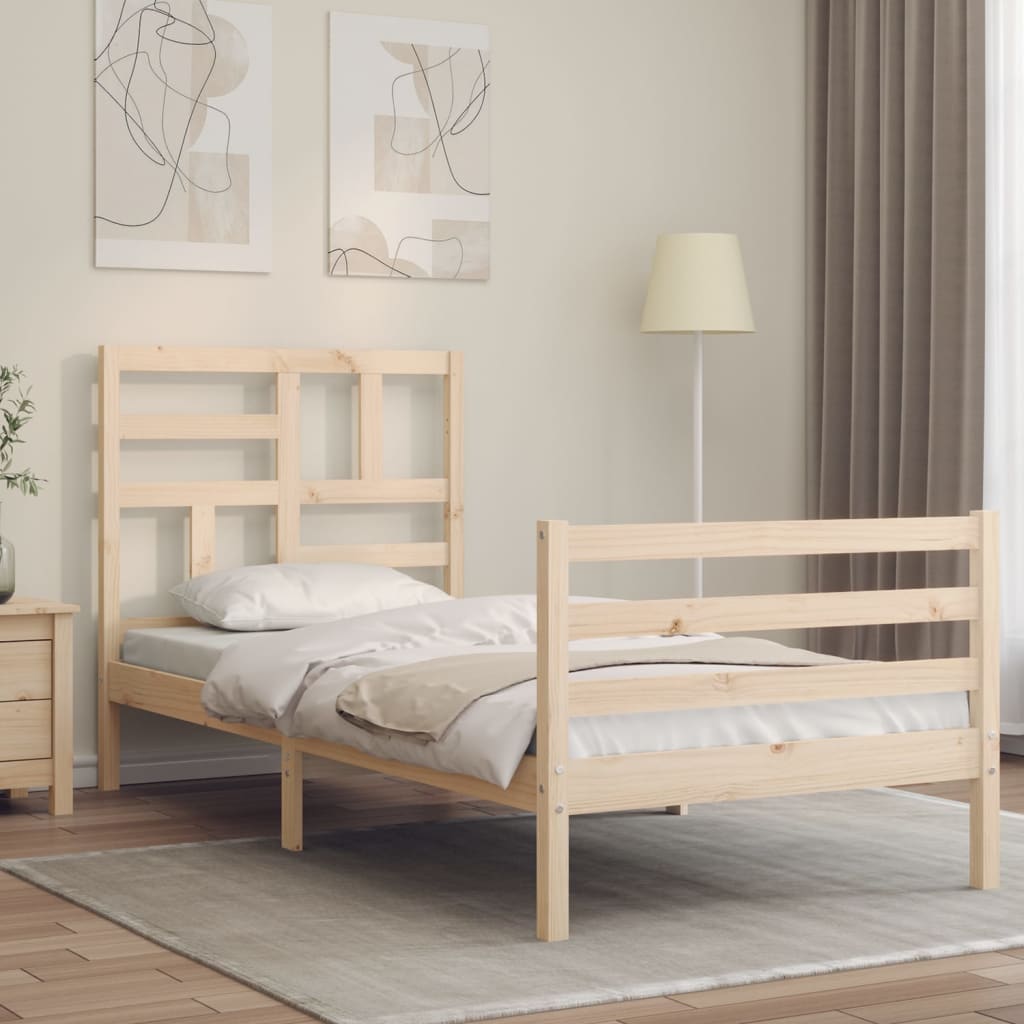 Vidaxl bedframe met hoofdbord massief hout 100x200 cm