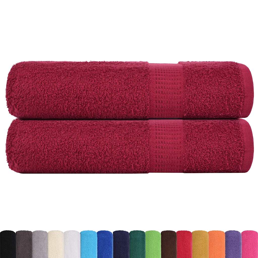 Serviettes de douche vidaxl 2 st 70x140cm 360g m² 100% coton rouge borgogne rouge