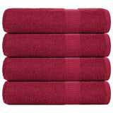 Serviettes de douche vidaxl 4 st 70x140cm 360g m² 100% coton rouge borgogne rouge