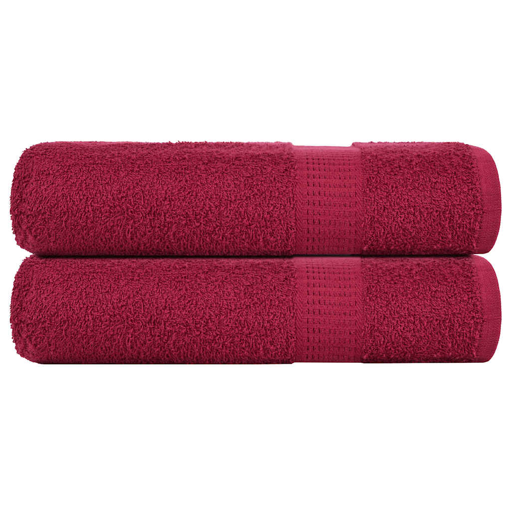 Toallas de baño Vidaxl 2 st 100x150 cm 360 g m² 100% algodón de algodón rojo