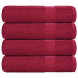 Asciugamani da bagno Vidaxl 4 pezzi 100x150 cm 360 g m² 100% di cotone borgogna rosso