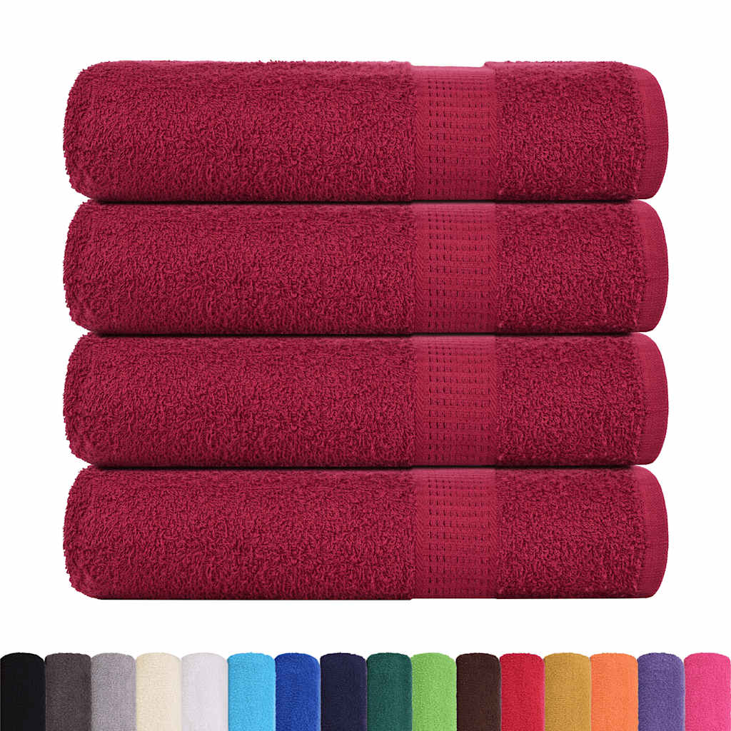 Asciugamani da bagno Vidaxl 4 pezzi 100x150 cm 360 g m² 100% di cotone borgogna rosso