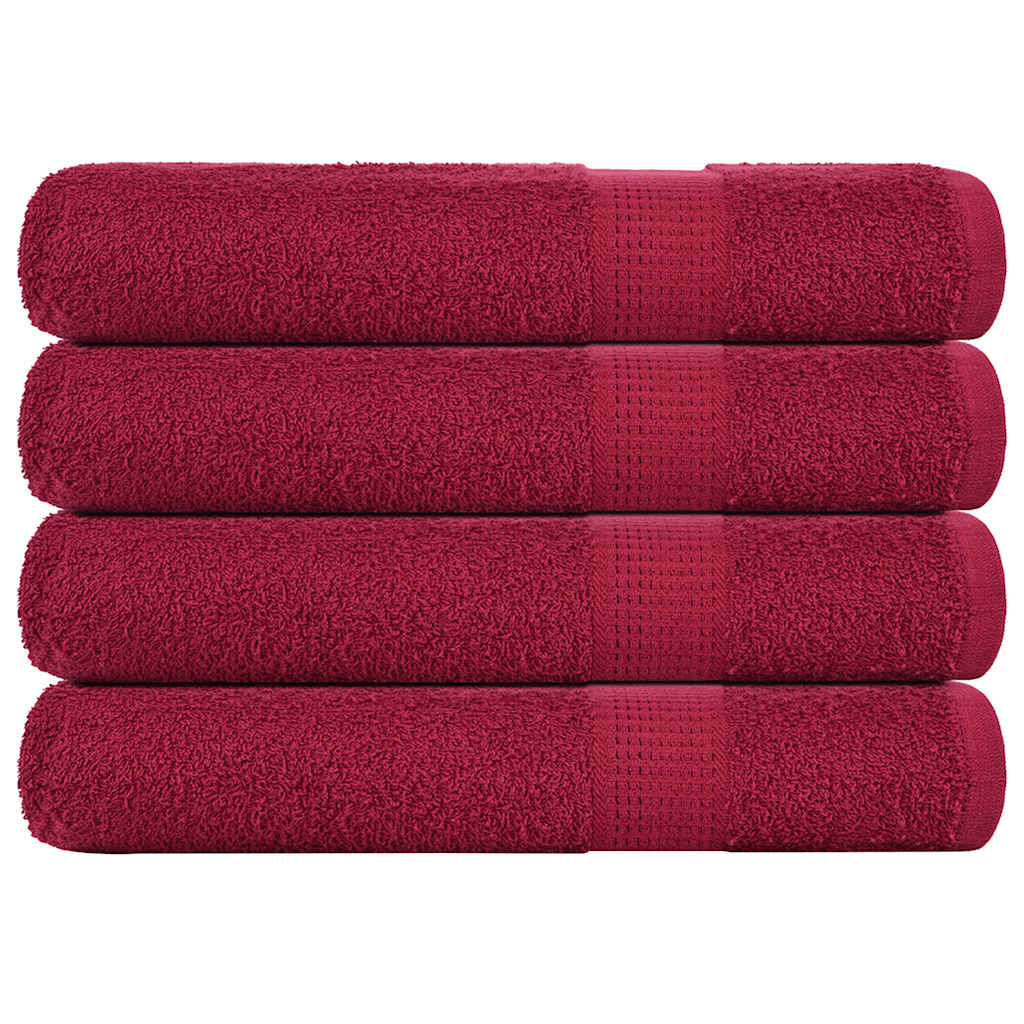 Toallas de sauna Vidaxl 4 st 80x200 cm 360g m² 100% algodón de algodón rojo