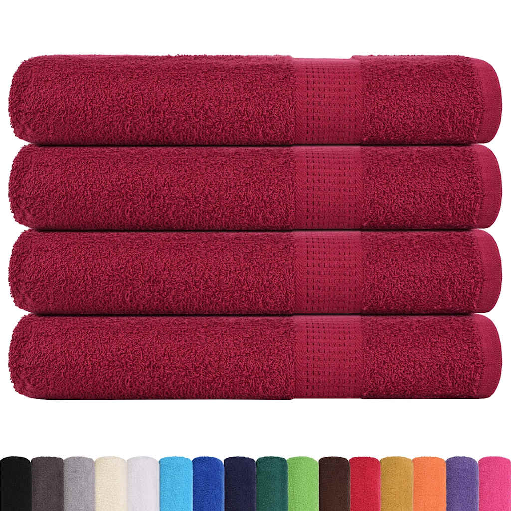 Serviettes de sauna vidaxl 4 ST 80x200 cm 360g m² 100% coton rouge bourgogne rouge