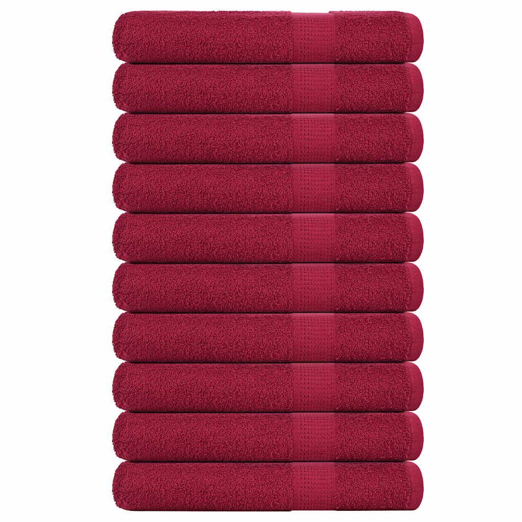 Toallas de sauna Vidaxl 10 st 80x200cm 360g m² 100% algodón de algodón rojo