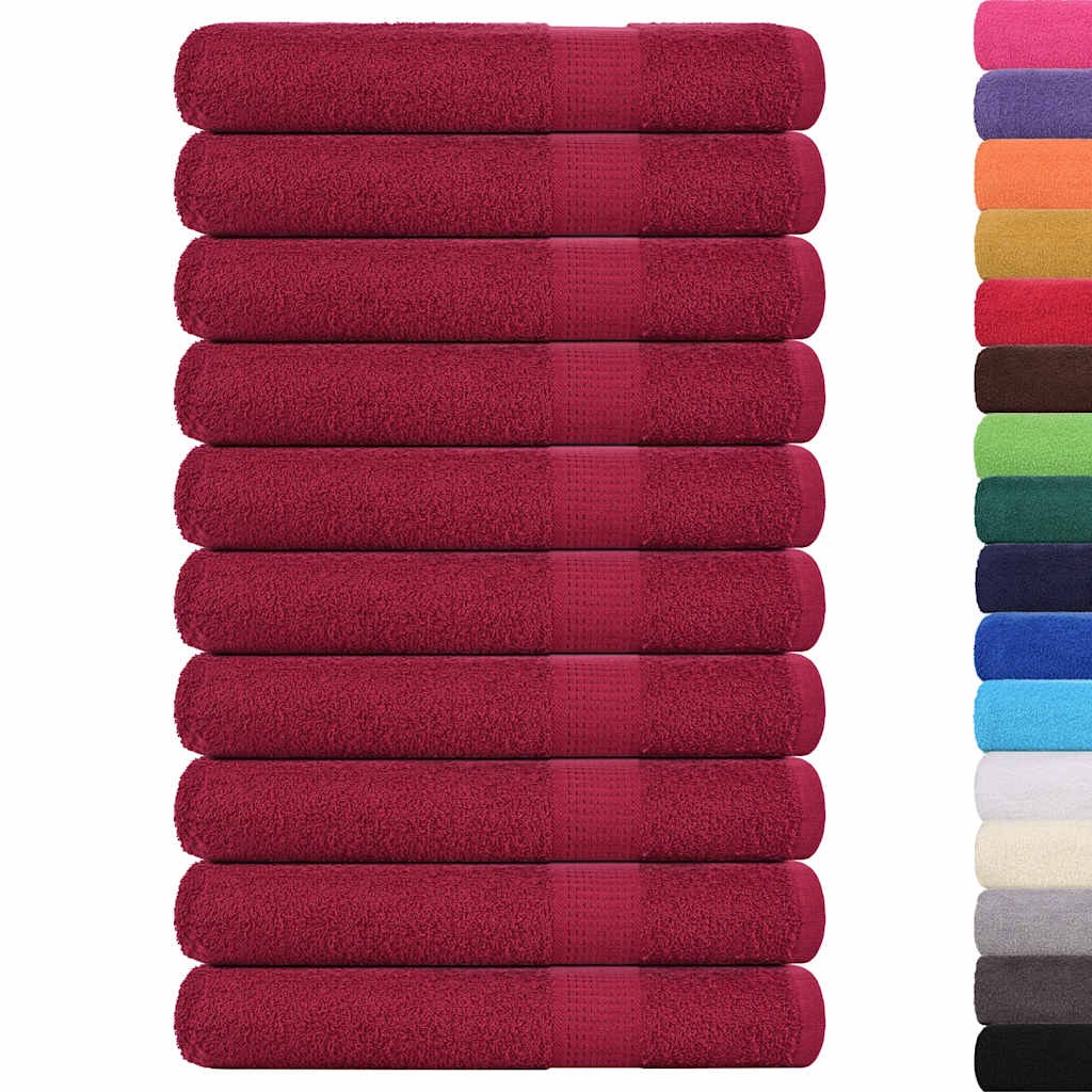 Serviettes de sauna vidaxl 10 ST 80x200cm 360g m² 100% coton rouge bourgogne