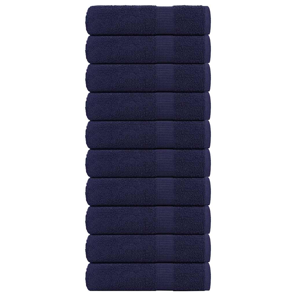 Serviettes de douche vidaxl 10 st 70x140cm 360g m² 100% coton bleu marine