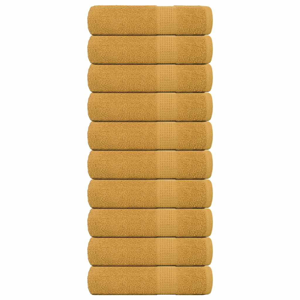 Vidaxl Bath towels 10 pcs 100x150 cm 360 g m² 100% cotton gold colored