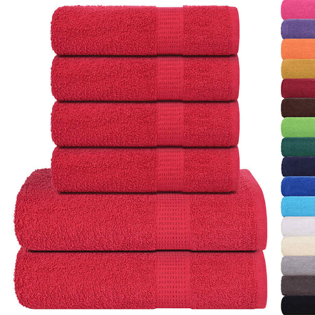 Vidaxl 6-delige handdoekenset 360 g m² 100% katoen rood