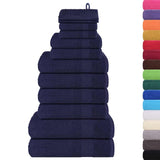 Vidaxl Set di asciugamani a 12 pezzi 360 g m² 100% blu navy cotone