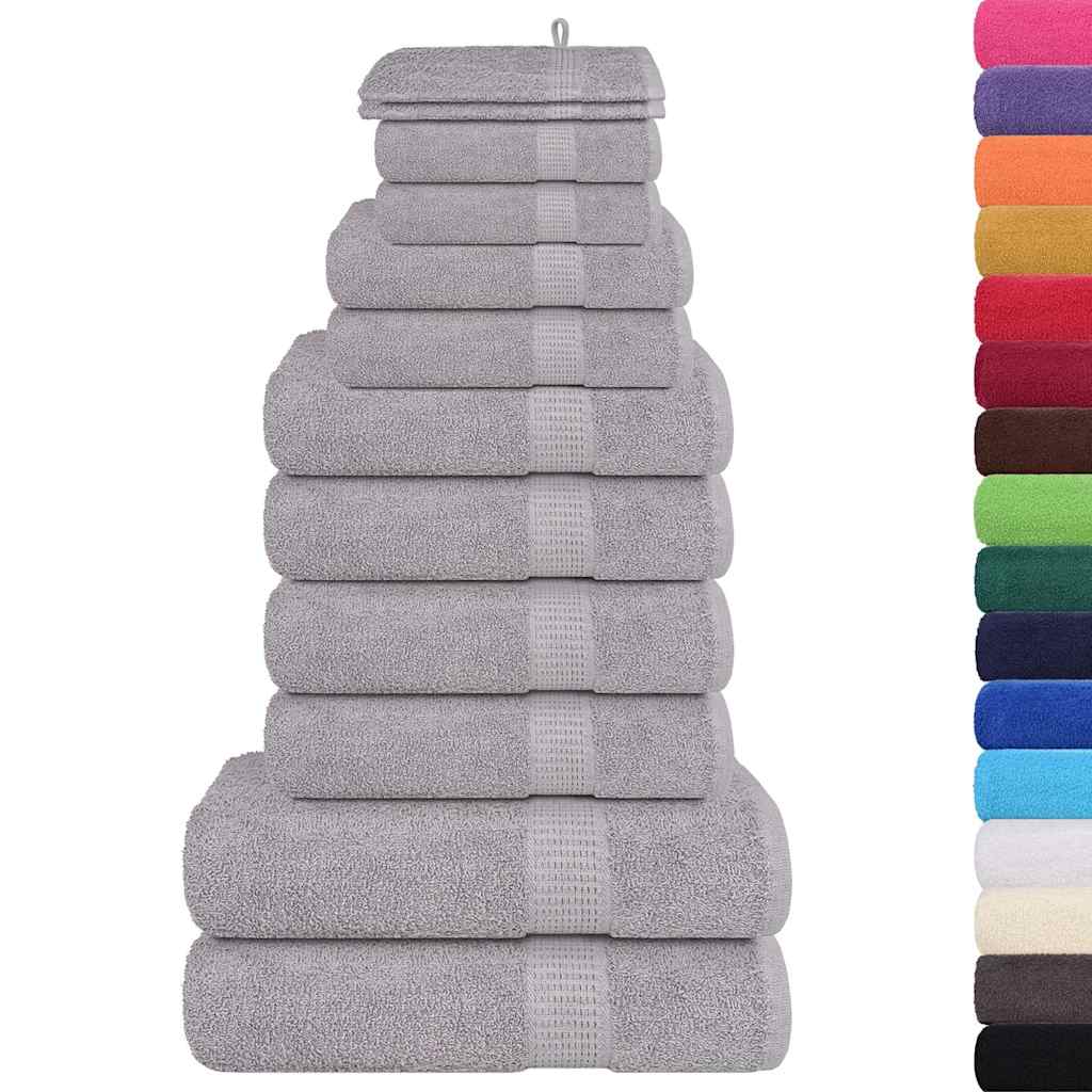 Ensemble de serviettes Vidaxl 12 pièces 360 g m² 100% coton gris