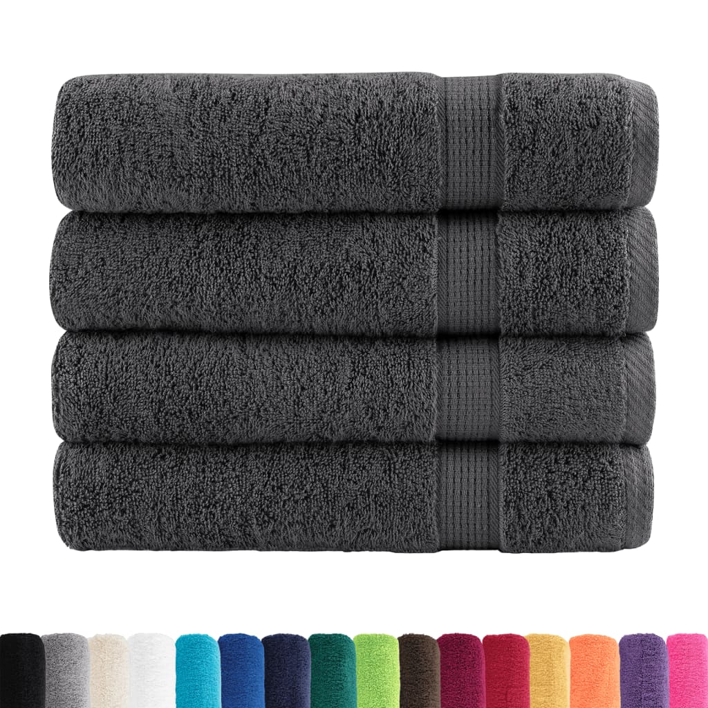 Vidaxl Bad Towel Solits 4 PCS 600 g m²poséiert 100x150 cm Anthracit