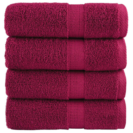 Vidaxl premium washandjes solund 4 stuks bordeaux 30x30 cm 600 g m²