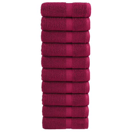 Vidaxl premium washandjes solund 10 stuks bordeaux 30x30 cm 600 g m²
