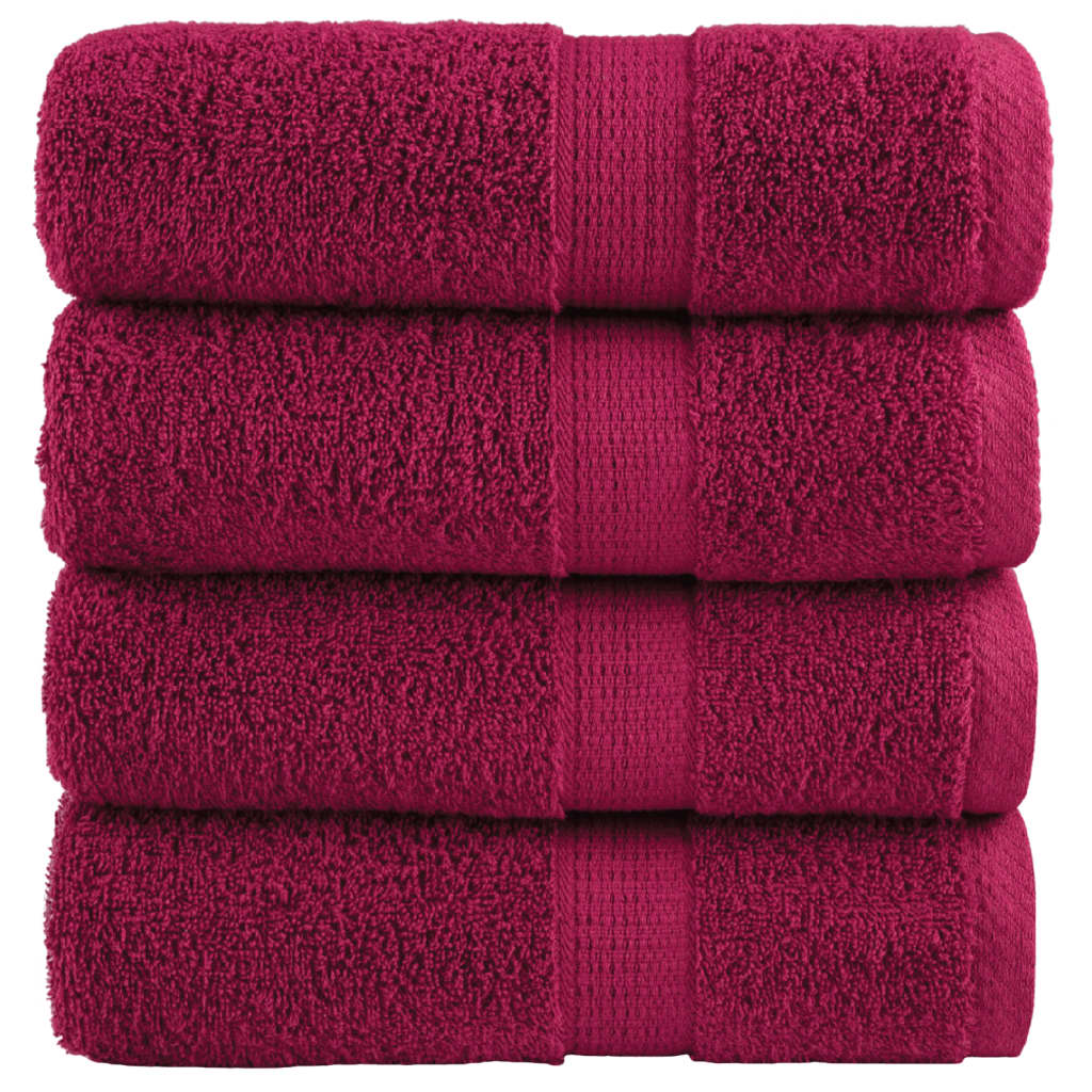 Vidaxl invité lingettes solund 4 pcs 600 g m² 30x50 cm bordeaux rouge