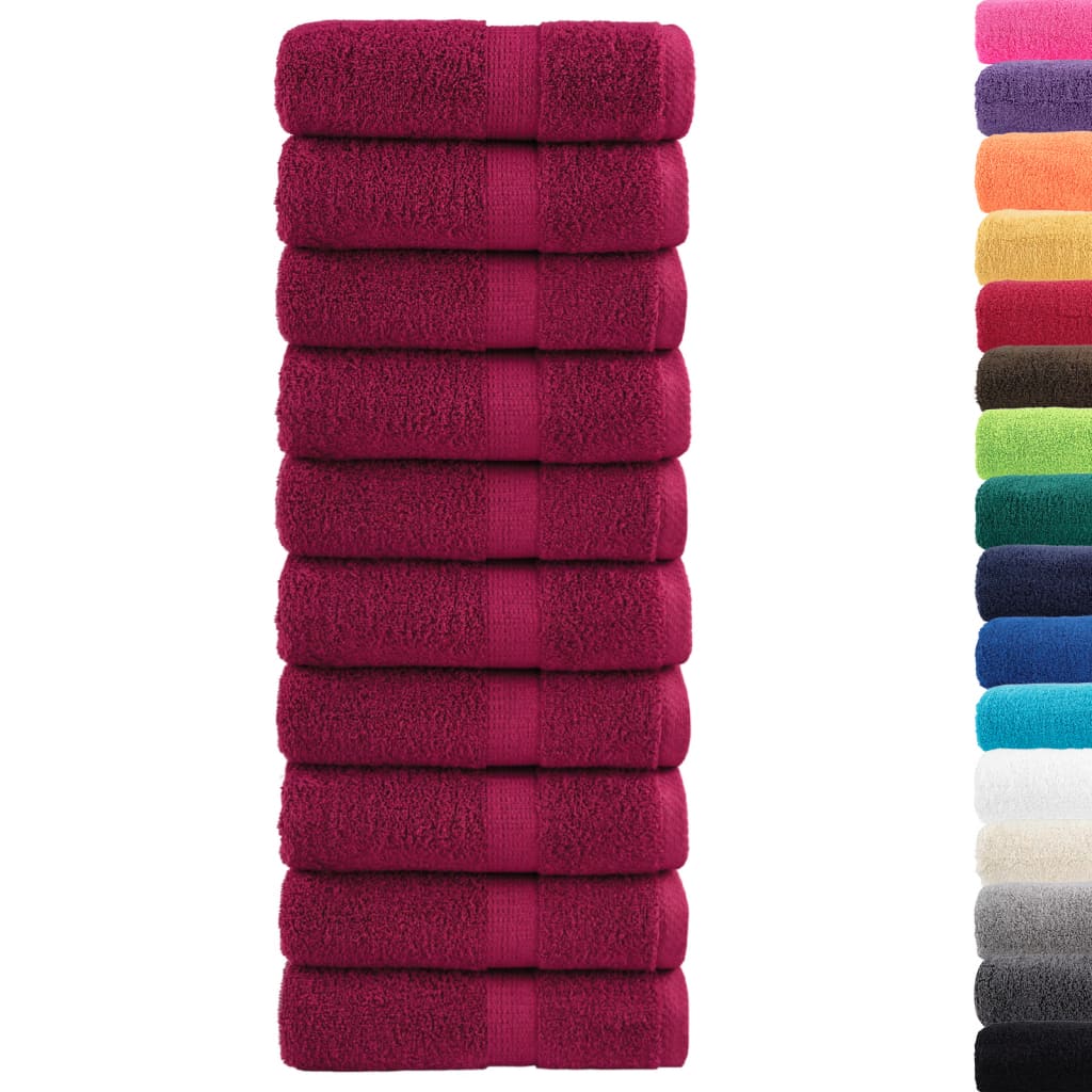 Vidaxl invité lingettes solund 10 pcs 600 g m² 30x50 cm bordeaux rouge