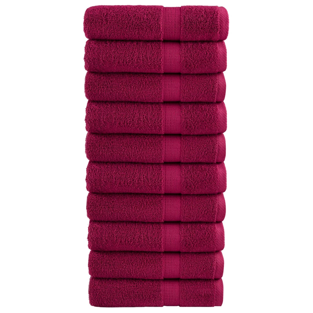 Serviettes de bain vidaxl solund 10 st 600 g m² 70x140 cm bordeaux rouge