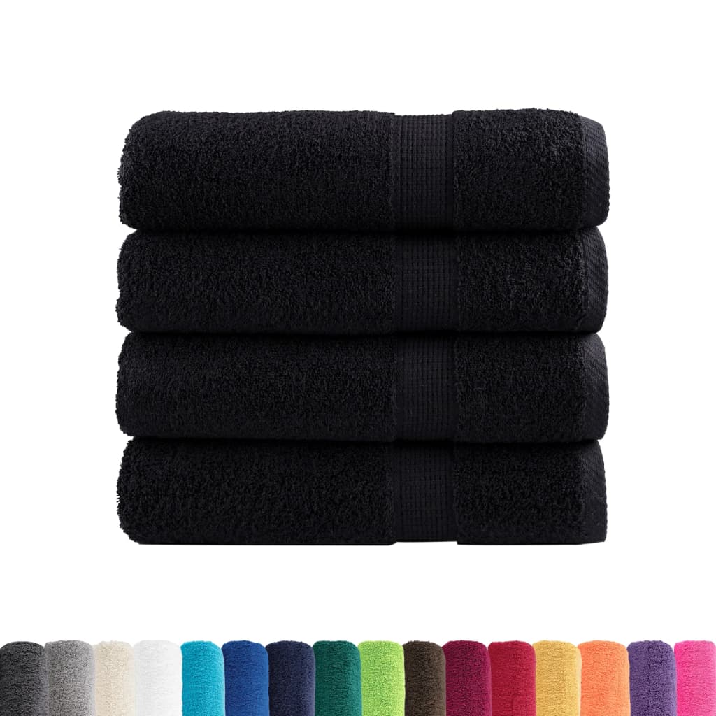 Serviettes de bain vidaxl solund 4 pcs 600 g m² 70x140 cm noir