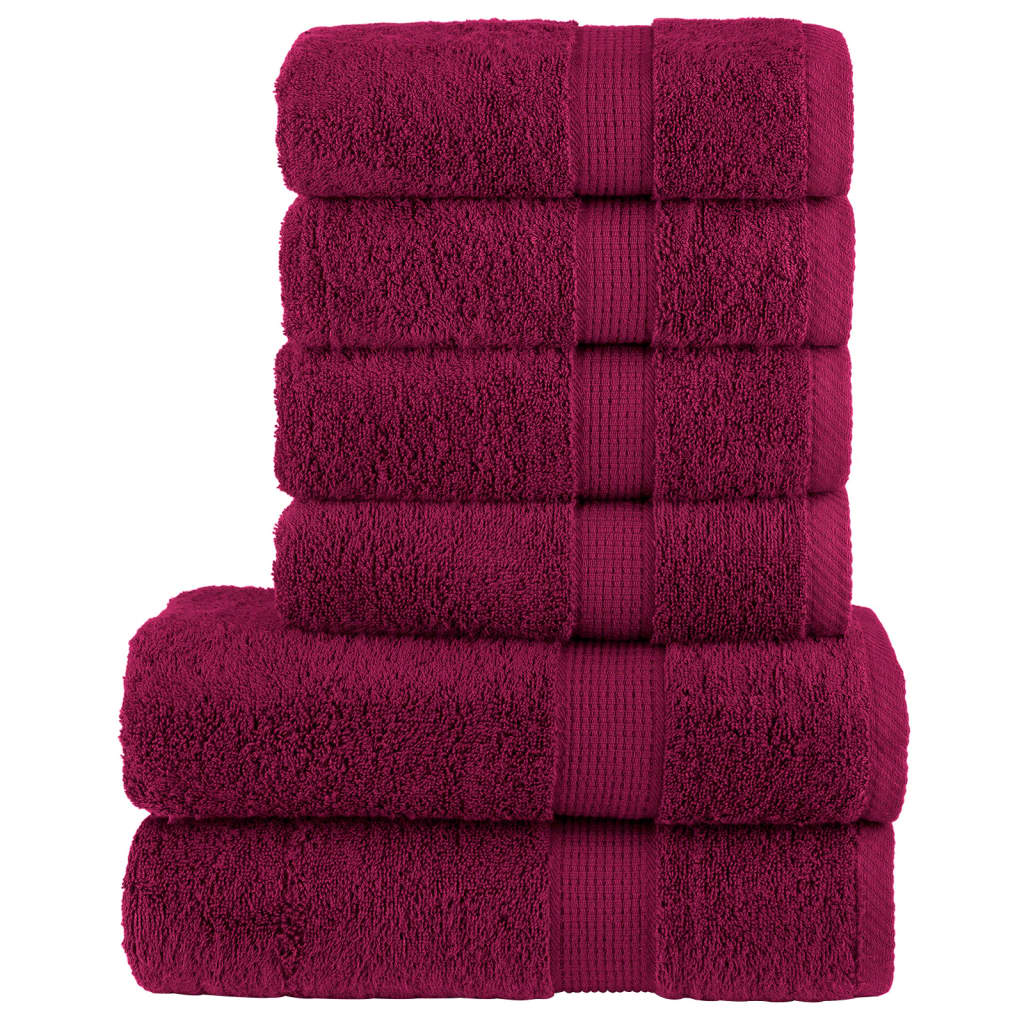 Vidaxl 6-dílná ručník Set Solund 600 g m² Bordeaux Red