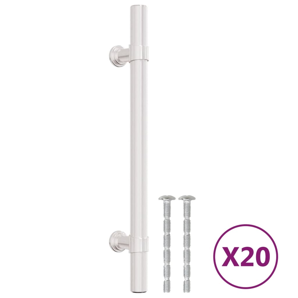 Vidaxl gère 20 st 128 mm en acier inoxydable en argent coloré