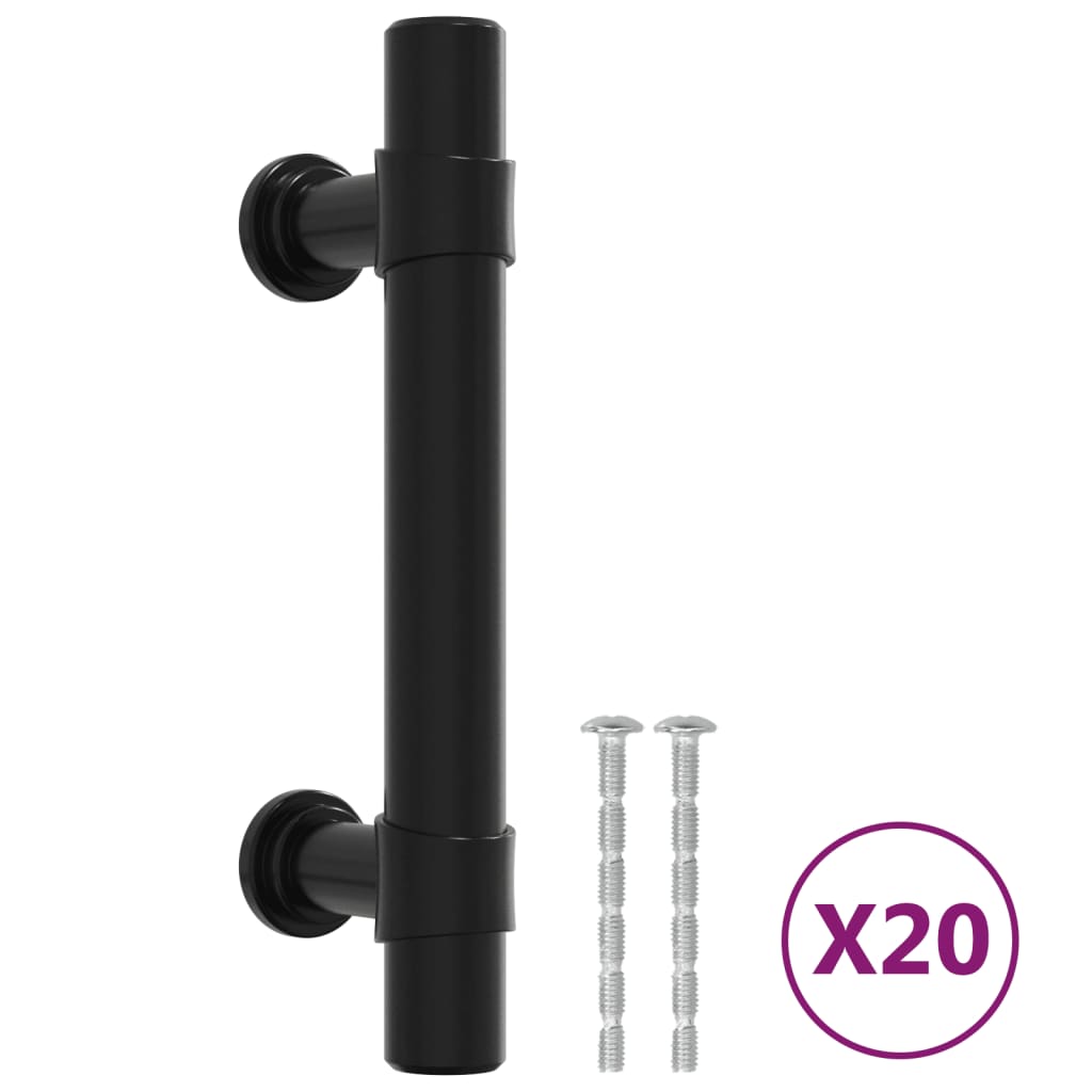 Vidaxl manijas de 20 st 64 mm de acero inoxidable negro