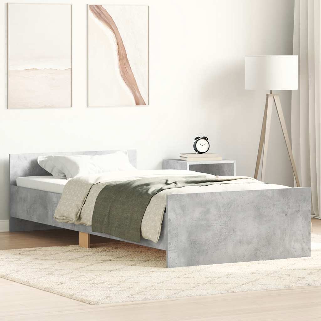 Vidaxl bedframe bewerkt hout betongrijs 90x200 cm