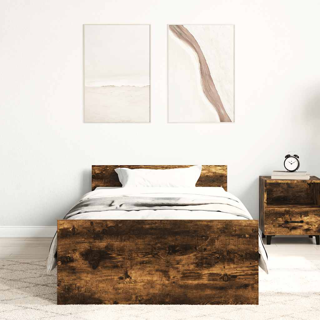Vidaxl bedframe zonder matras hout gerookt eikenkleurig 90x200 cm