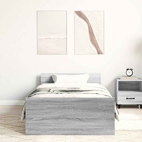 Vidaxl bedframe bewerkt hout grijs sonoma eikenkleurig 90x190 cm