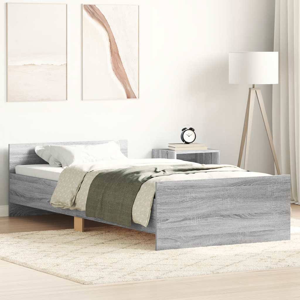 Vidaxl bedframe bewerkt hout grijs sonoma eikenkleurig 90x190 cm