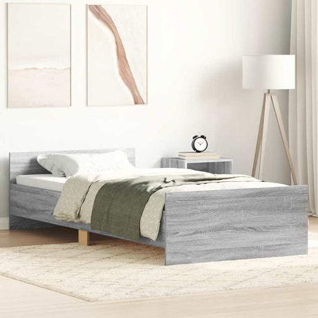 Vidaxl bedframe bewerkt hout grijs sonoma eikenkleurig 90x190 cm