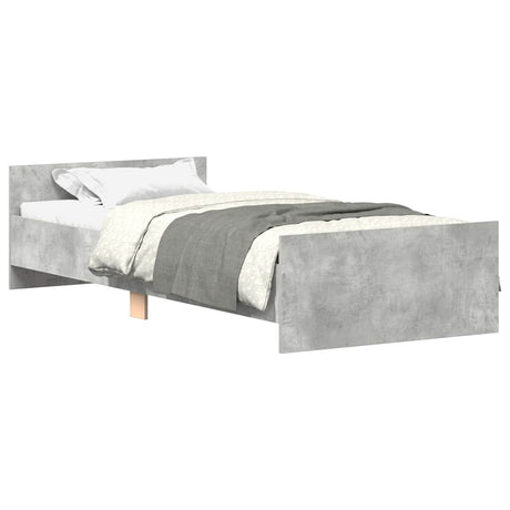Vidaxl bedframe bewerkt hout betongrijs 75x190 cm