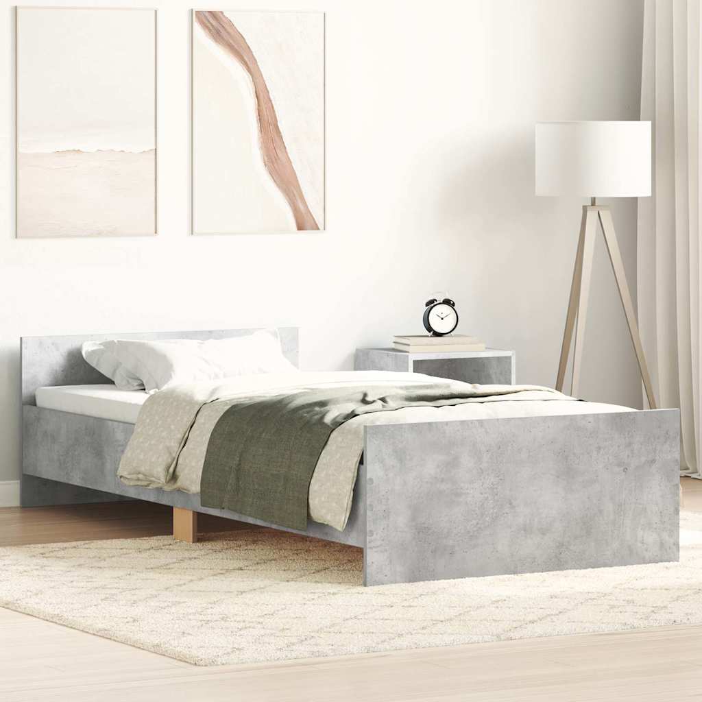 Vidaxl bedframe bewerkt hout betongrijs 75x190 cm