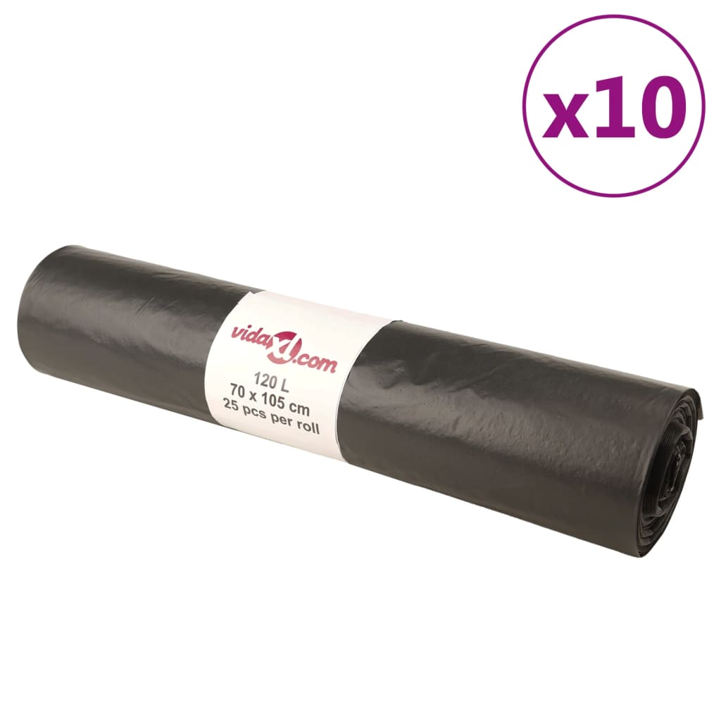 Sacs à ordures vidaxl 250 st 120 l noir