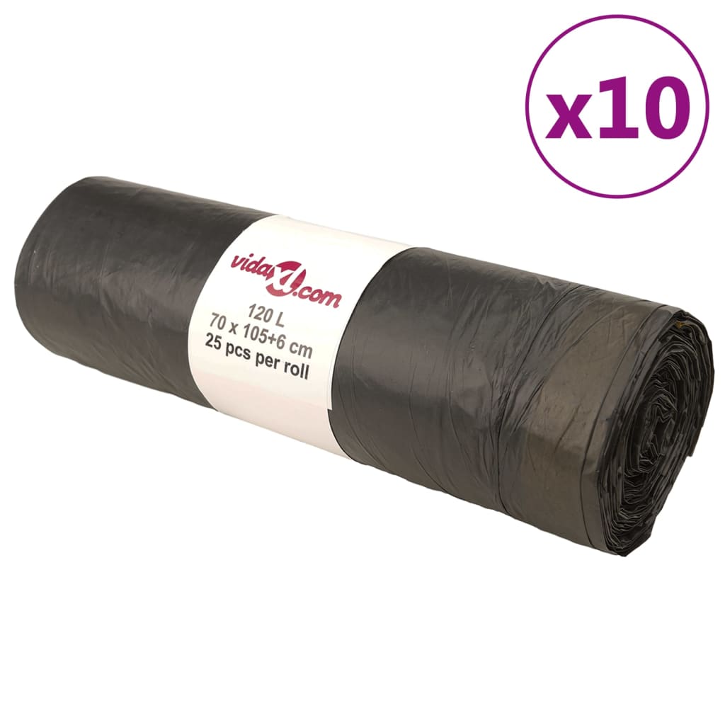 Vidaxl garbage bags with draw killings 250 st 120 l black