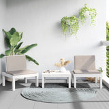 Vidaxl 3-delige loungeset met kussens pp wit