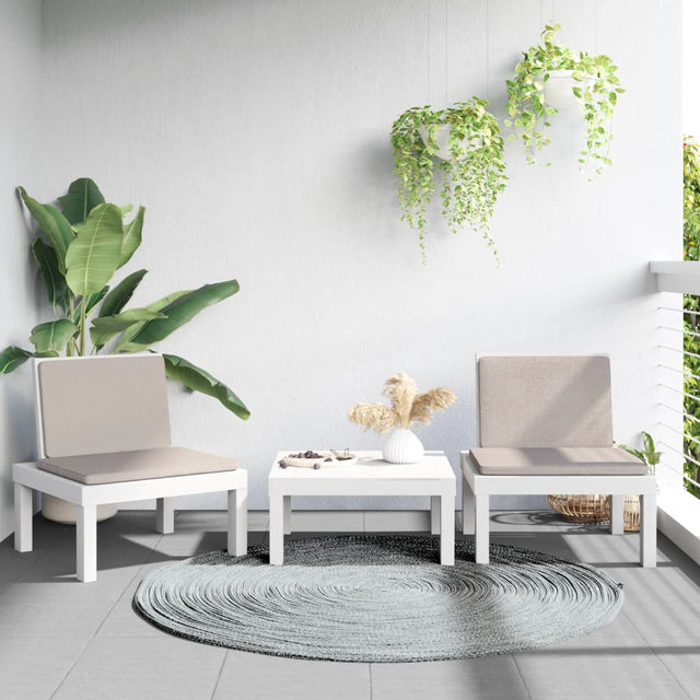 Vidaxl 3-delige loungeset met kussens pp wit