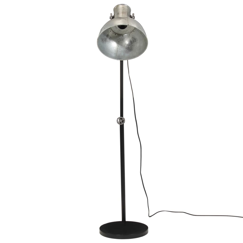 Vidaxl golvlampa 25 W E27 30x30x90-150 cm vintage silverfärgad