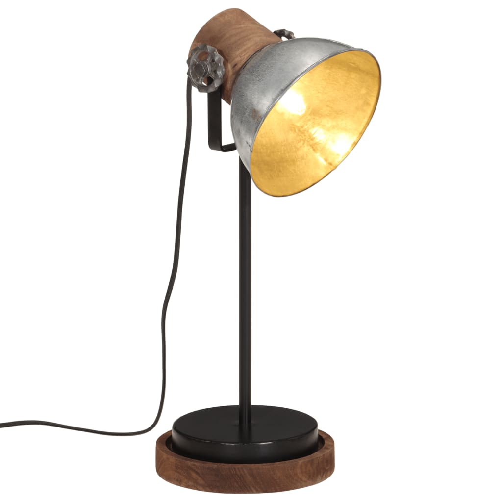 Vidaxl skrivebordslampe 25 W E27 17x17x50 cm Vintage sølvfarvet