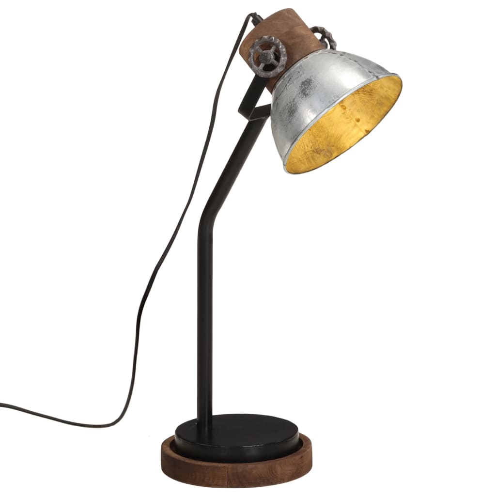 Vidaxl skrivebordslampe 25 W E27 18x18x60 cm Vintage sølvfarvet